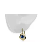 14k żółte złoto Szafir Kolczyki Styl Vintage vec028y